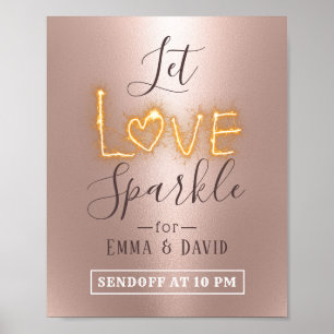 Poster Laisser Love Sparkle Rose Gold Envoyer Off Mariage