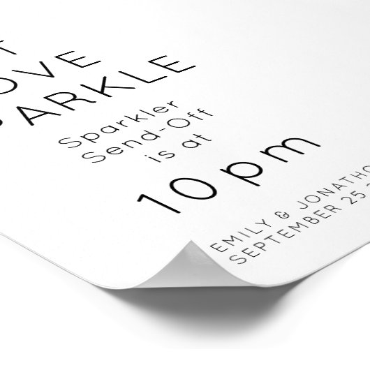 Poster Laisser Love Sparkler Sparkler Time Mariage Signer (Coin)