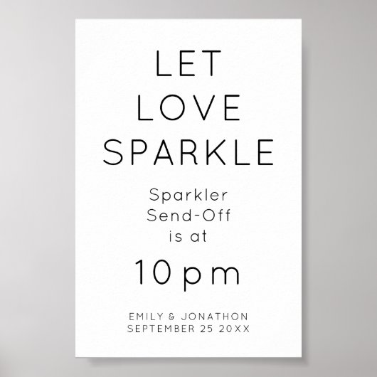 Poster Laisser Love Sparkler Sparkler Time Mariage Signer (Devant)