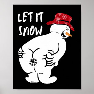 Poster LAISSER NEIGE drôle bonhomme de neige