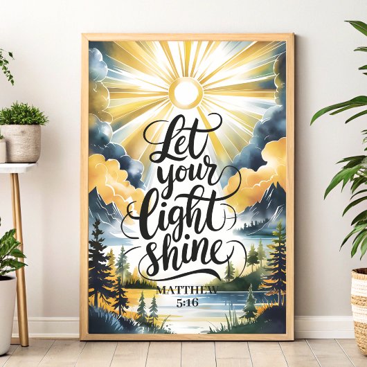 Poster Laisser Votre Lumière Briller Christian Wall Art I