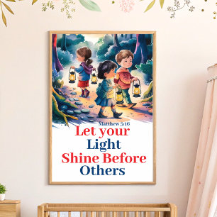 Poster Laissez briller votre lumière Art de nurserie chré