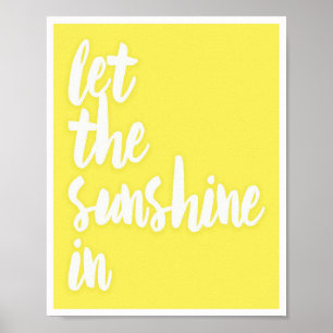 Poster Laissez entrer le soleil en bloc de couleur jaune