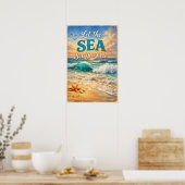 Poster Laissez la mer vous libérer – Vagues océaniques re (Cuisine)