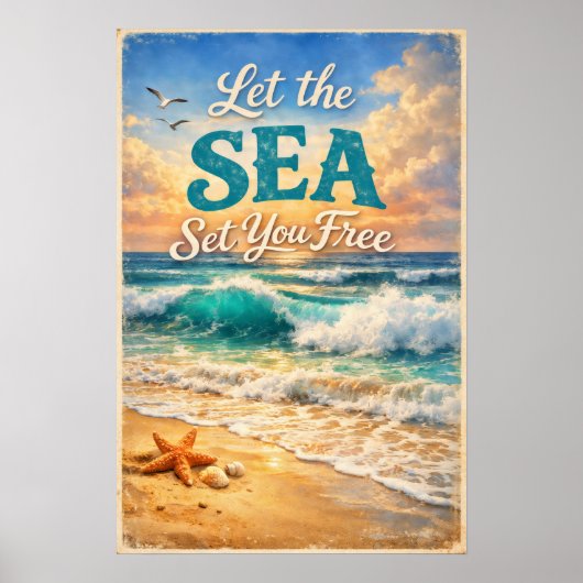 Poster Laissez la mer vous libérer – Vagues océaniques re (Devant)
