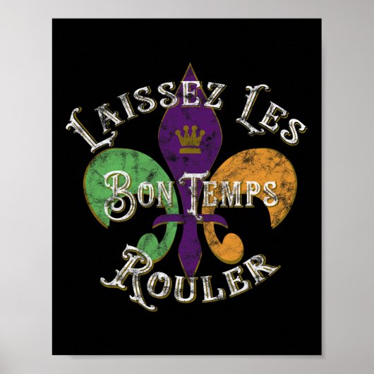 Poster Laissez Les Bon Temps Rouler Mardi Gras 2025 Fleur (Devant)