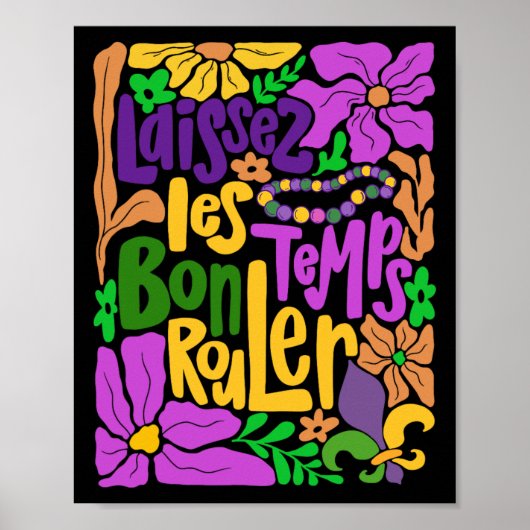 Poster Laissez Les Bon Temps Rouler Mardi Gras Beads Boho (Devant)