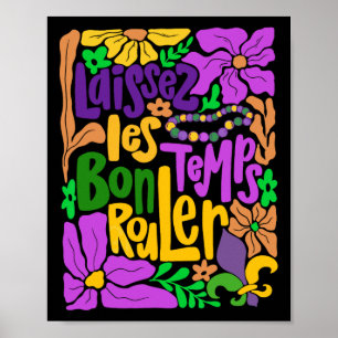 Poster Laissez Les Bon Temps Rouler Mardi Gras Beads Boho
