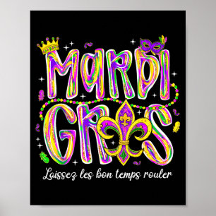 Poster Laissez Les Bon Temps Rouler Mardi Gras Perles Fle