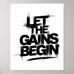 Poster Laissez les gains commencer Gymnase Bodybuilding F