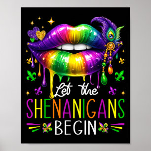 Poster Laissez les Shenanigans Commencer Mardi Gras Lèvre