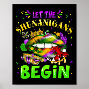 Poster Laissez Les Shenanigans Commencer Mardi Gras Lèvre