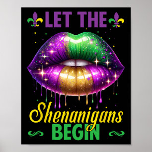Poster Laissez Les Shenanigans Commencer Mardi Gras Lèvre