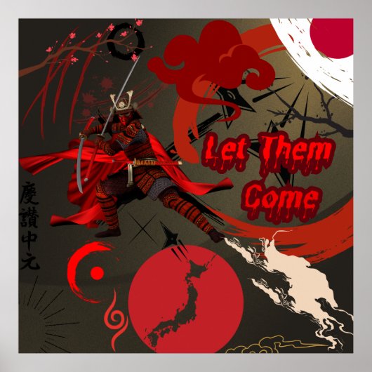 Poster Laissez-Les Venir, Japonais Samurai Warrior (Devant)