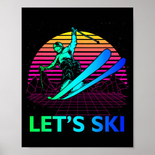 Poster Laissez skier coloré vintage 90s 80s ski hiver