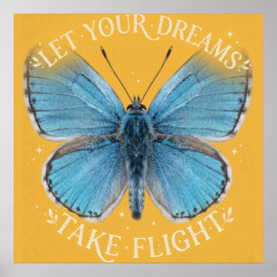 Poster Laissez vos rêves prendre leur envol Papillon Bleu