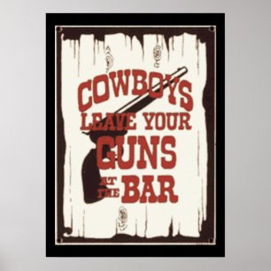 Poster Laissez-Vous Arler Au Bar Cowboy