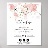 Poster "Laissons Commencer L'Aventure !" Baby shower Cart (Devant)