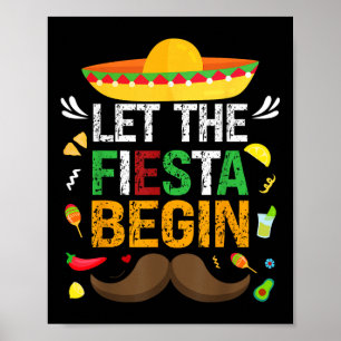 Poster Laissons la Fiesta commencer la fête mexicaine drô