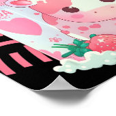 Poster Lait de fraise Lait de sabot Vache Carton Cute Kaw (Coin)