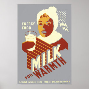 Poster Lait de nourriture d'énergie pour la chaleur