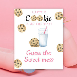 Poster Lait et biscuits Baby shower Devinez le désordre d