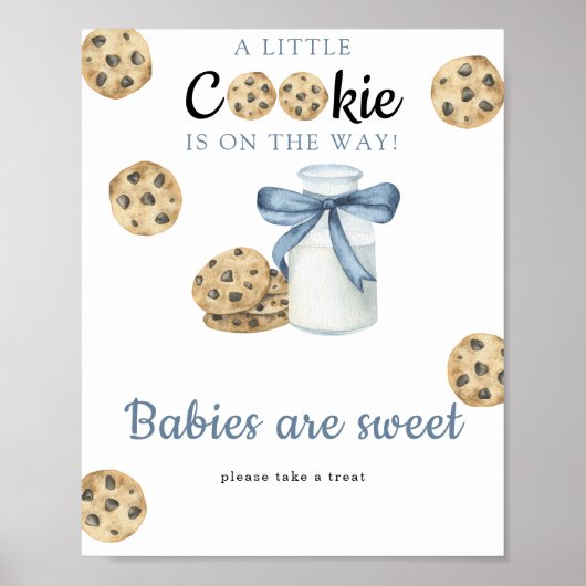 Poster Lait et biscuits baby shower Les bébés sont doux (Devant)