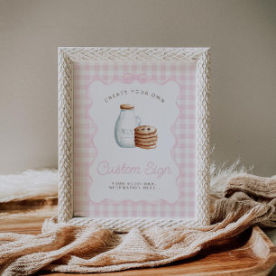 Poster Lait et biscuits Baby shower rose Signes