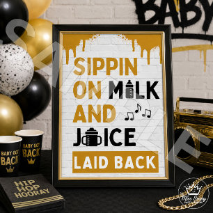 Poster Lait et Jus Anniversaire Hip Hop 90s Baby Shower