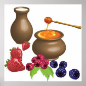 Poster Lait et Miel avec Baies Nourriture Rustique (Devant)
