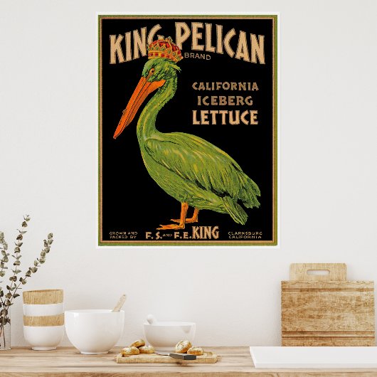Poster Laitue de marque King Pelican (Cuisine)