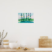 Poster Lake Chimes Blue Glass Landscape Painting (Cuisine)