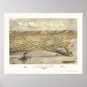 Poster Lake City, MN Carte panoramique - 1867