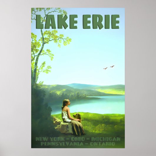 Poster Lake Erie Ohio Pennsylvania New York Michigan (Devant)