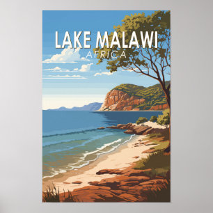 Poster Lake Malawi Afrique Travel Art Vintage