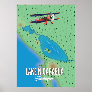Poster Lake Nicaragua,Nicaragua map