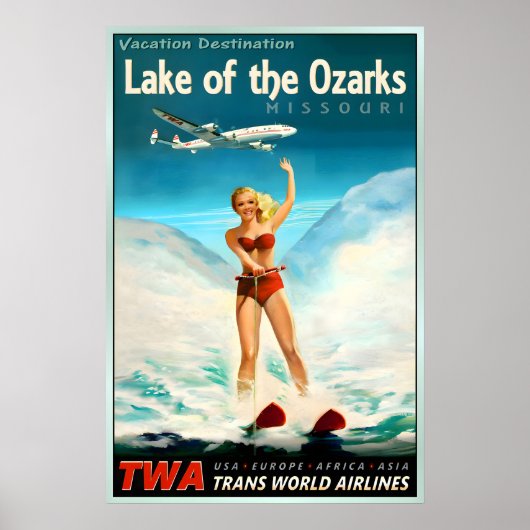 Poster Lake of the Ozarks Missouri TWA Trans World (Devant)