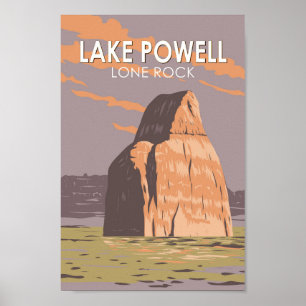 Poster Lake Powell Lone Rock Travel Art Vintage