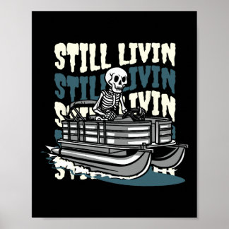 Poster Lake Skeleton - Boating Pontoon Boat