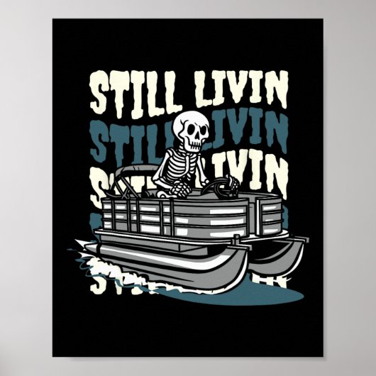 Poster Lake Skeleton - Boating Pontoon Boat  (Devant)