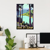 Poster Lake St. Clair Michigan Ontario Girl and Boy (Bureau à domicile)