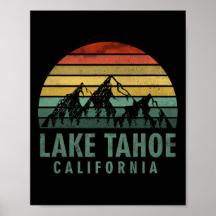 Poster Lake Tahoe Californie Montagnes Vintage Randonnée