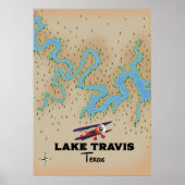 Poster Lake Travis Texas map (Devant)