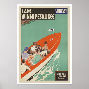 Poster Lake Winnipesaukee NH ~ Amérique Vintage voyage