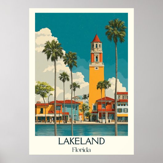 Poster Lakeland Florida Vintage City Architecture Art (Devant)