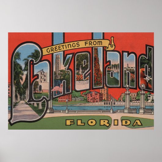 Poster Lakeland, Floride - Scènes de grandes lettres (Devant)