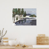 Poster Lakeside Cabines Hiver Long Pond Belgrade Maine (Cuisine)