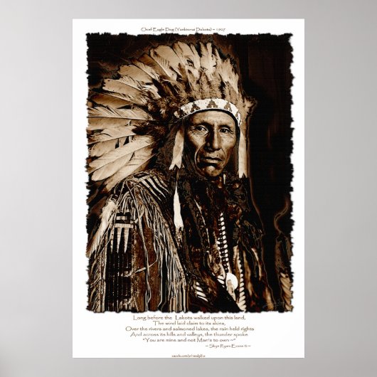 Poster Lakota Chieftain Art & Poème amérindien (Devant)