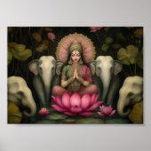Poster Lakshmi Goddess Art Imprimer : Hindu Lotus Elephan (Devant)