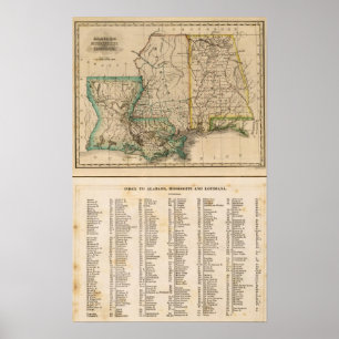 Poster L'Alabama, Mississippi, Louisiane